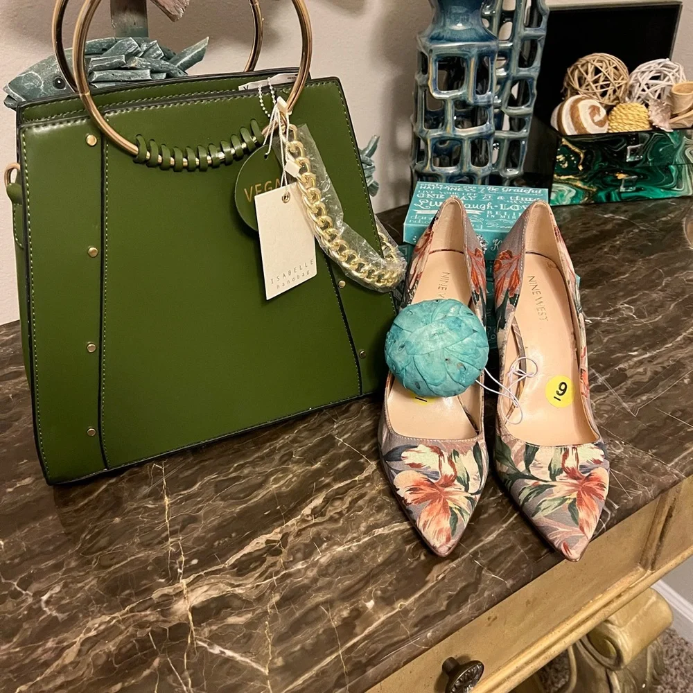 NWT Isabelle Vegan Ash-Green Handbag - Picture 3 of 5